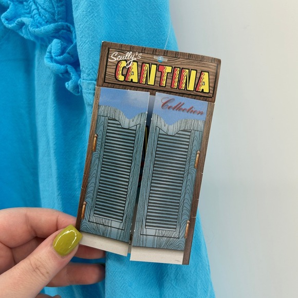 Scully Cantina Peruvia Floral Halter Dress Turquoise Peruvian Cotton M NWT Peru - Picture 6 of 14